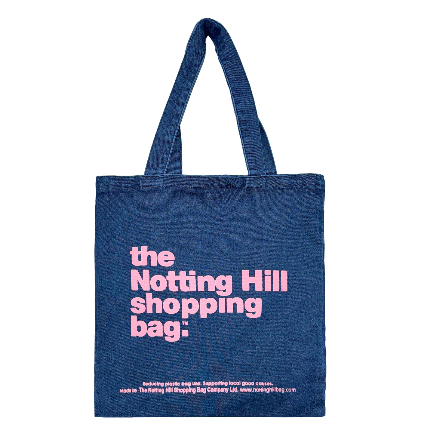 The Notting Hill Shopping Bag™ | BASIC JEANS | NAVY with Pink logo