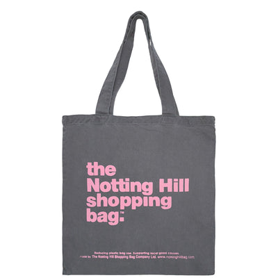 The Notting Hill Shopping Bag™ | BASIC JEANS | GREY with pink logo
