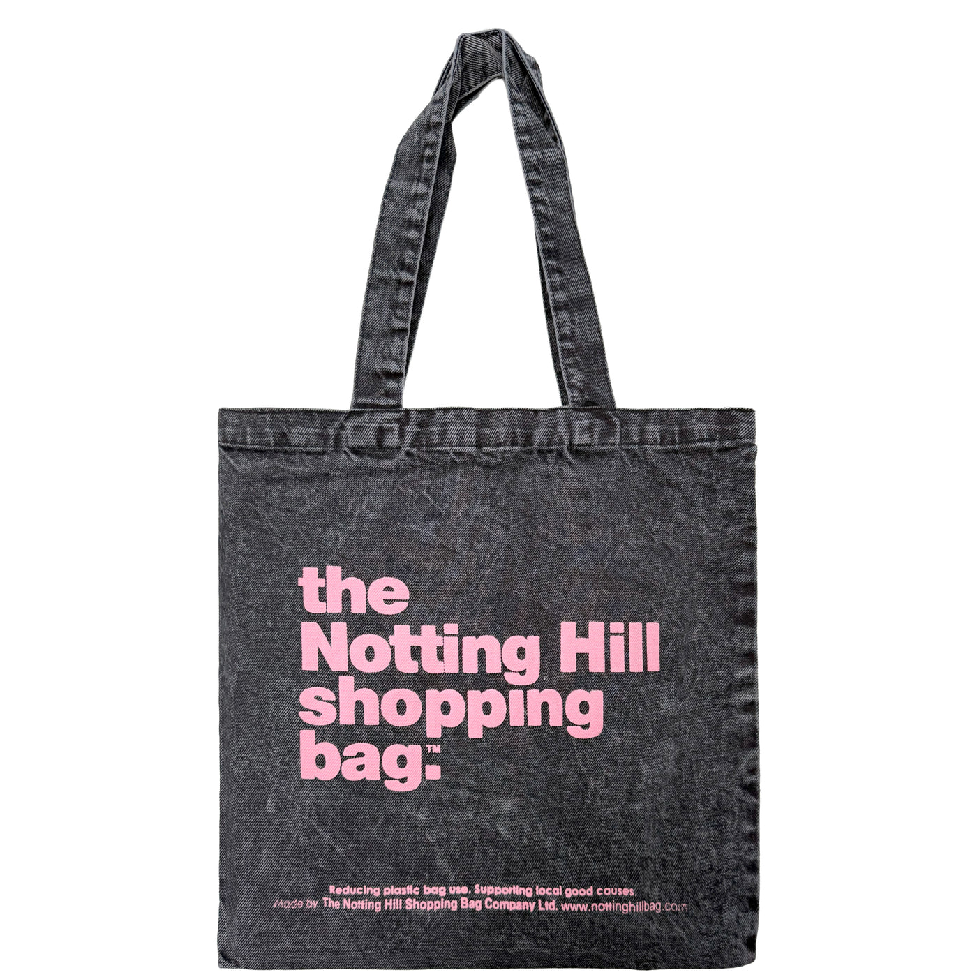 The Notting Hill Shopping Bag™ | BASIC JEANS | BLACK with Pink logo