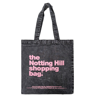 The Notting Hill Shopping Bag™ | BASIC JEANS | BLACK with Pink logo
