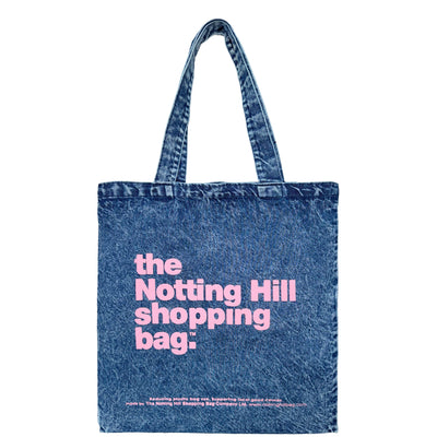 The Notting Hill Shopping Bag™ | BASIC JEANS | Blue with Pink logo
