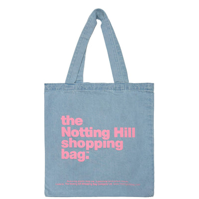 The Notting Hill Shopping Bag™ | BASIC JEANS | PALE BLUE with Pink Logo