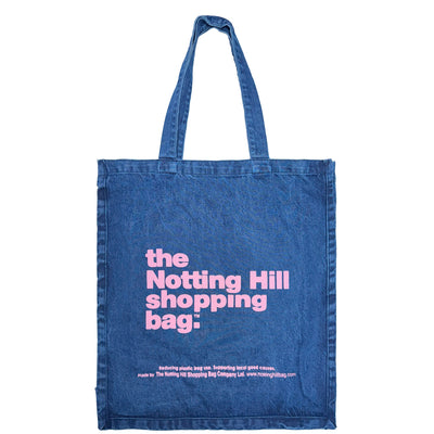 The Notting Hill Shopping Bag™  | Oversize Denim collection | Ice blue with pink