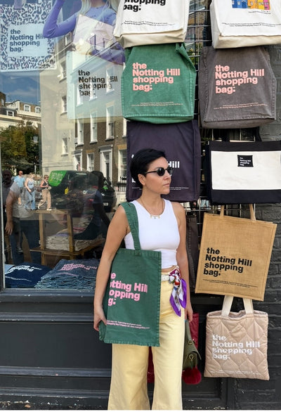 The Notting Hill Shopping Bag™ | Oval Dye Collection| Green with White Logo