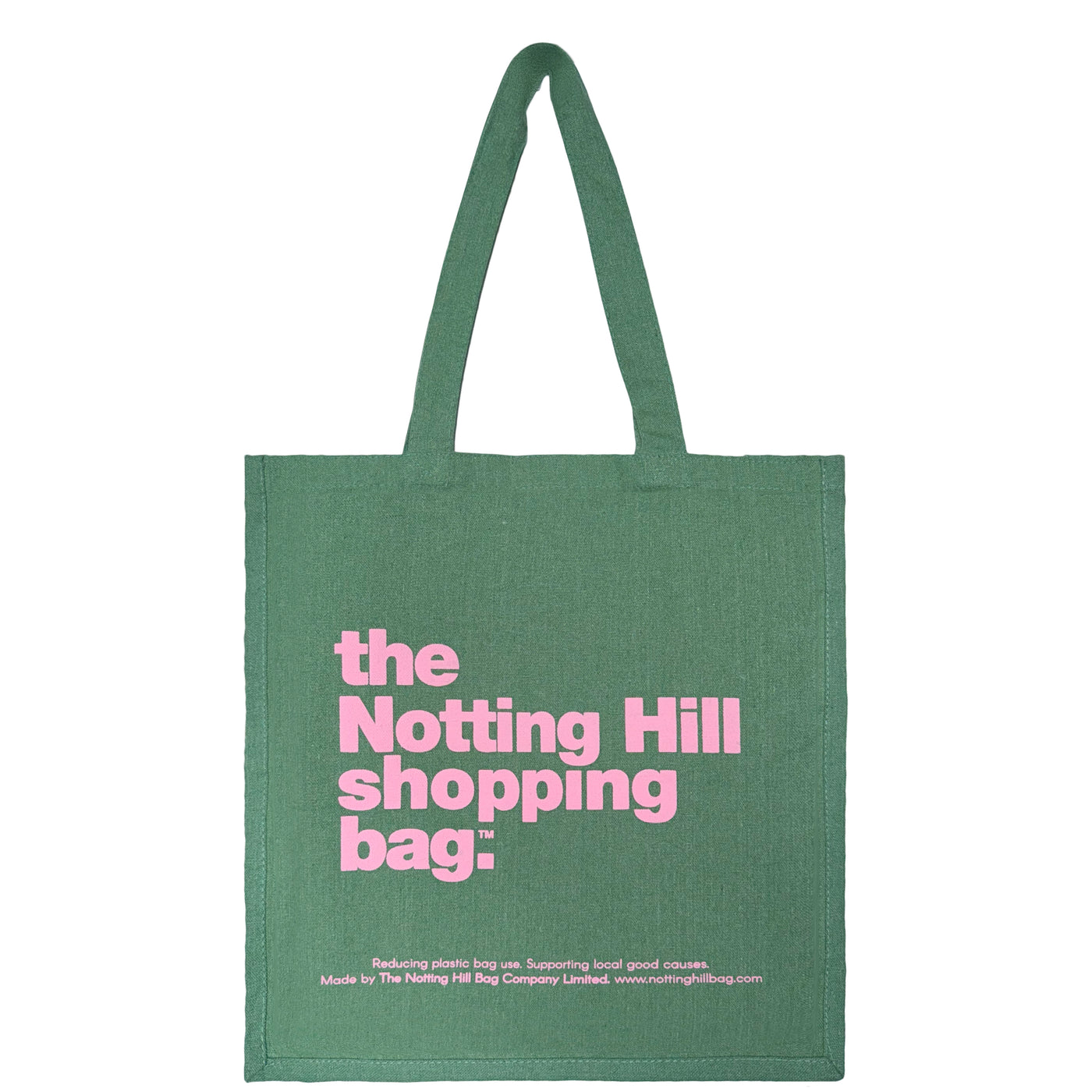 The Notting Hill Shopping Bag™ | Hand Dye Collection | Green With Pink Logo