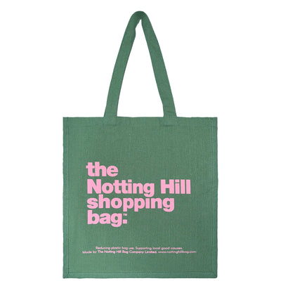 The Notting Hill Shopping Bag™ | Hand Dye Collection | Green With Pink Logo