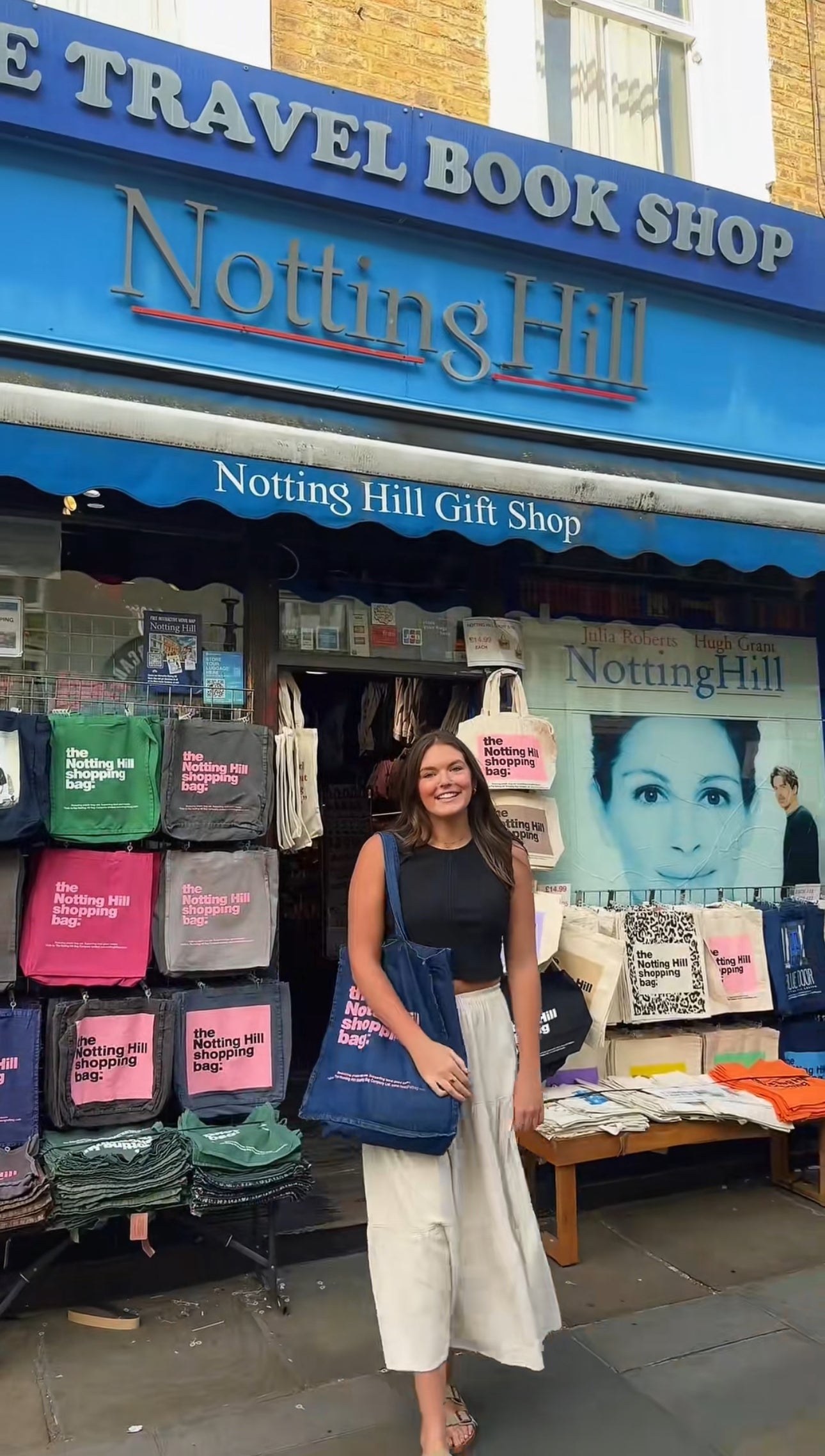 The Notting Hill Shopping Bag™  | Oversize Denim collection | Pale blue with pink