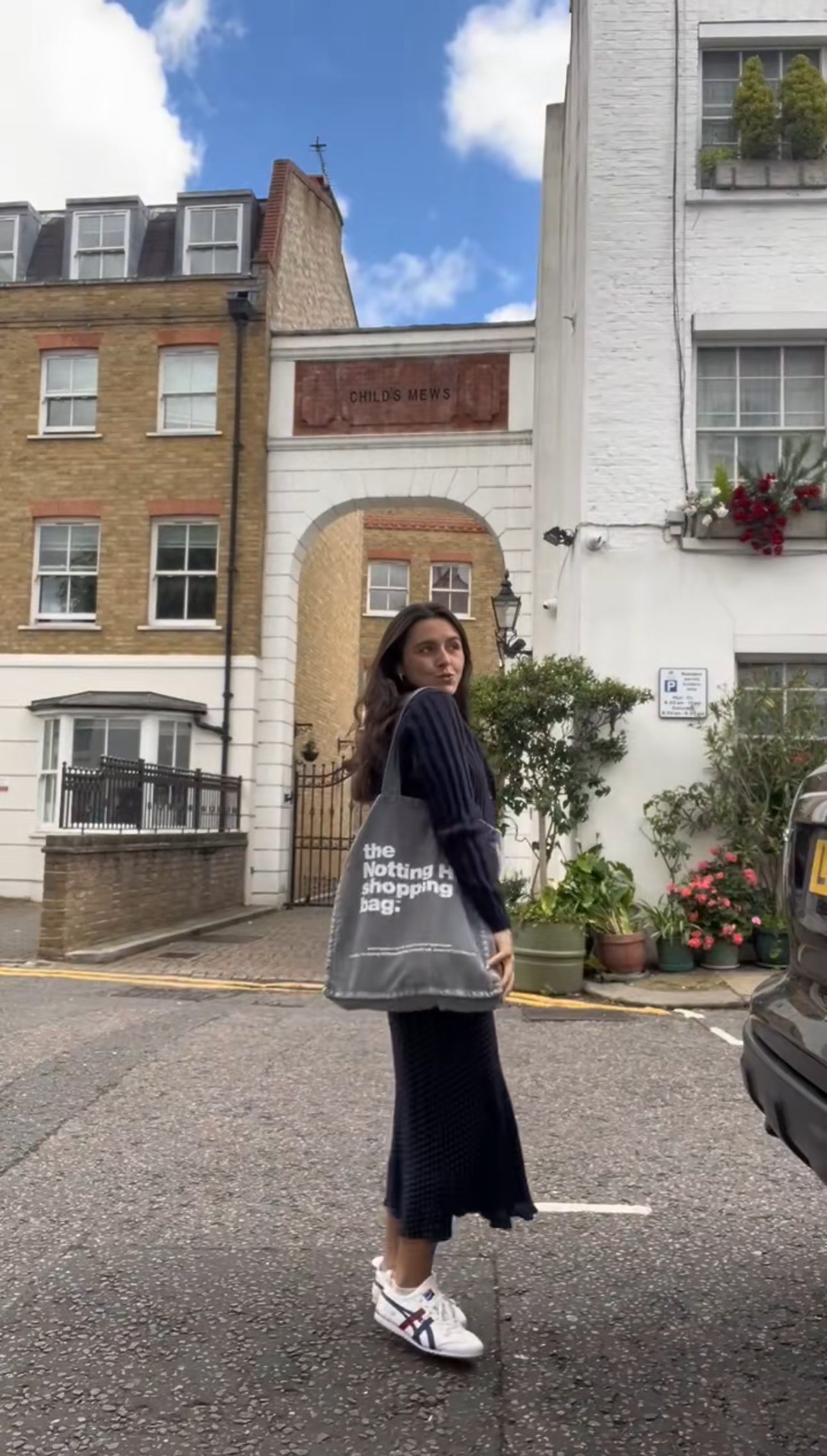 The Notting Hill Shopping Bag™  | Oversize Denim collection | Grey with white