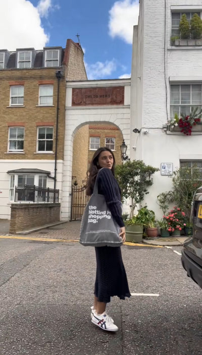 The Notting Hill Shopping Bag™  | Oversize Denim collection | Grey with white