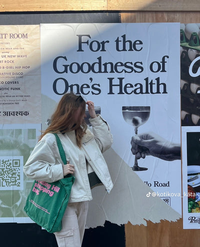 The Notting Hill Shopping Bag™ | Hand Dye Collection | Green With Pink Logo