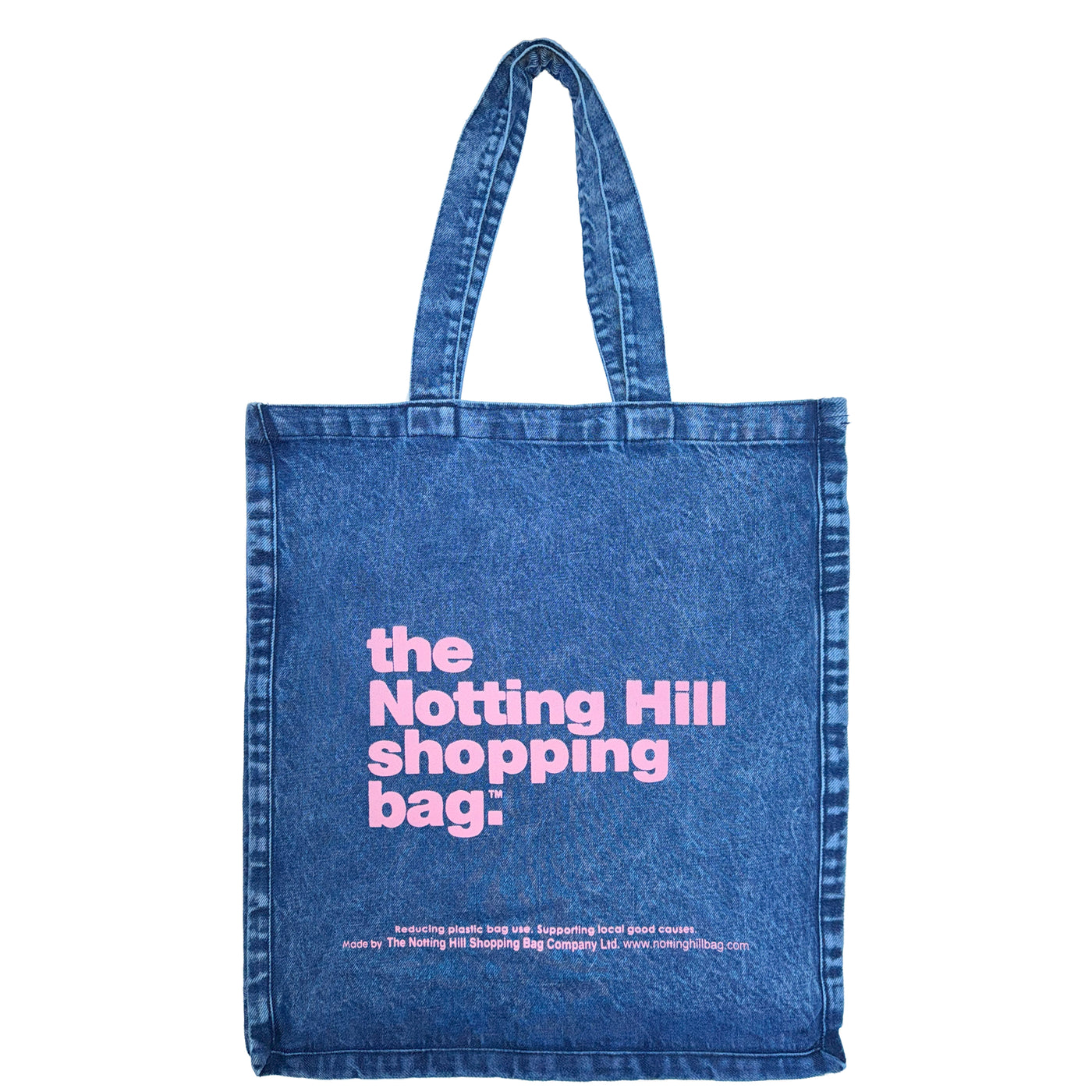 The Notting Hill Shopping Bag™  | Oversize Denim collection | Ice blue with pink