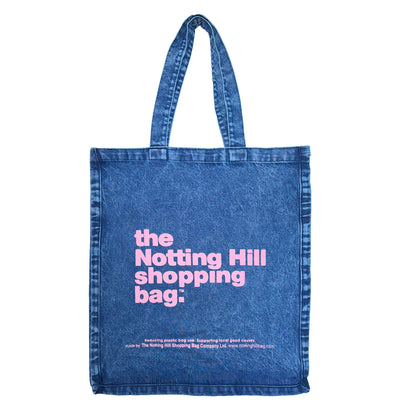 The Notting Hill Shopping Bag™  | Oversize Denim collection | Ice blue with pink