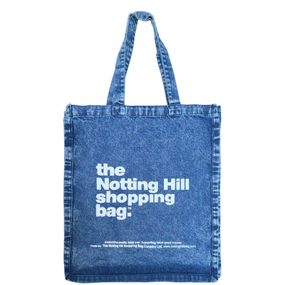 The Notting Hill Shopping Bag™  | Oversize Denim collection | Ice blue with white