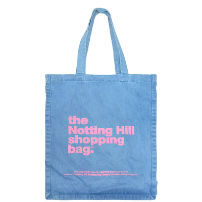 The Notting Hill Shopping Bag™  | Oversize Denim collection | Pale blue with pink