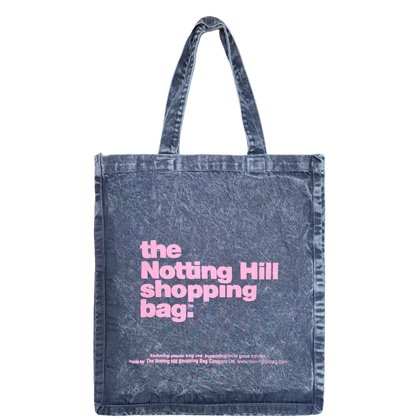 The Notting Hill Shopping Bag™  | Oversize Denim collection | Grey with pink