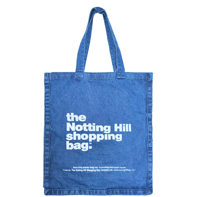 The Notting Hill Shopping Bag™  | Oversize Denim collection | Blue, White Logo