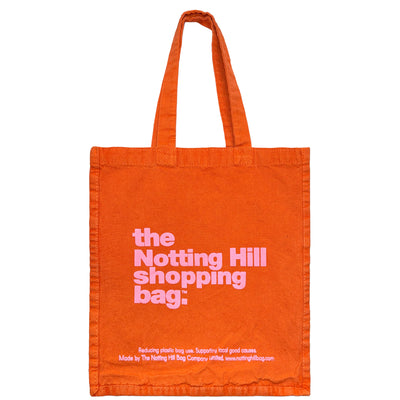 The Notting Hill Shopping Bag™  | Hand Dye Collection | Orange with pink logo
