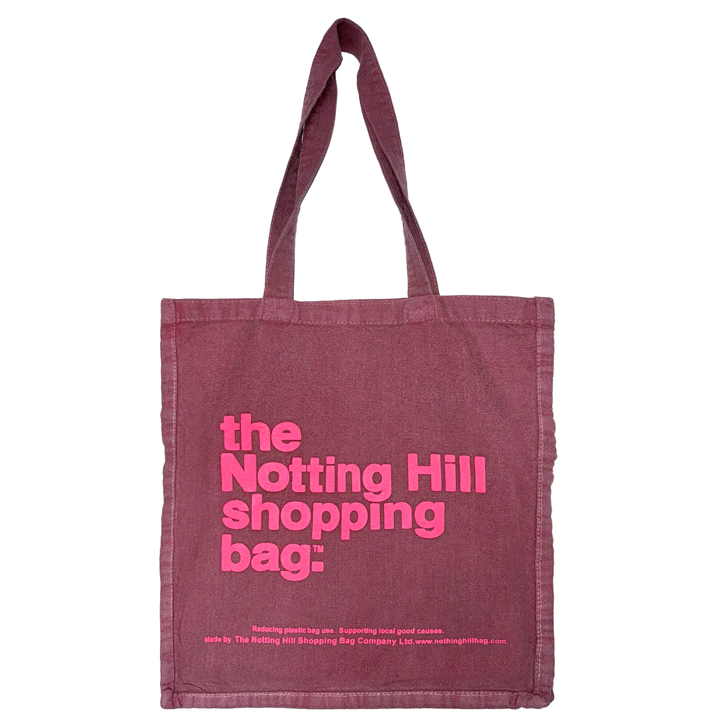 The Notting Hill Shopping Bag™  | Hand Dye Collection | Maroon with pink logo
