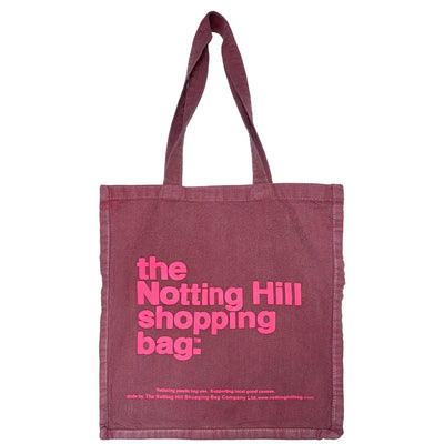 The Notting Hill Shopping Bag™  | Hand Dye Collection | Maroon with pink logo