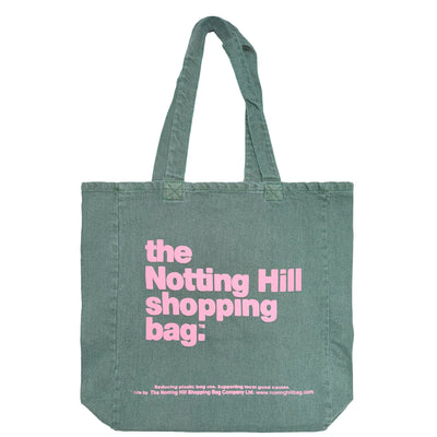 The Notting Hill Shopping Bag™ | Oval Dye Collection| Green with Pink Logo