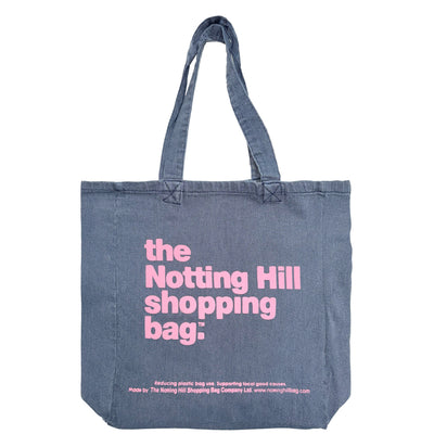 The Notting Hill Shopping Bag™ | Oval Dye Collection| Navy with Pink Logo