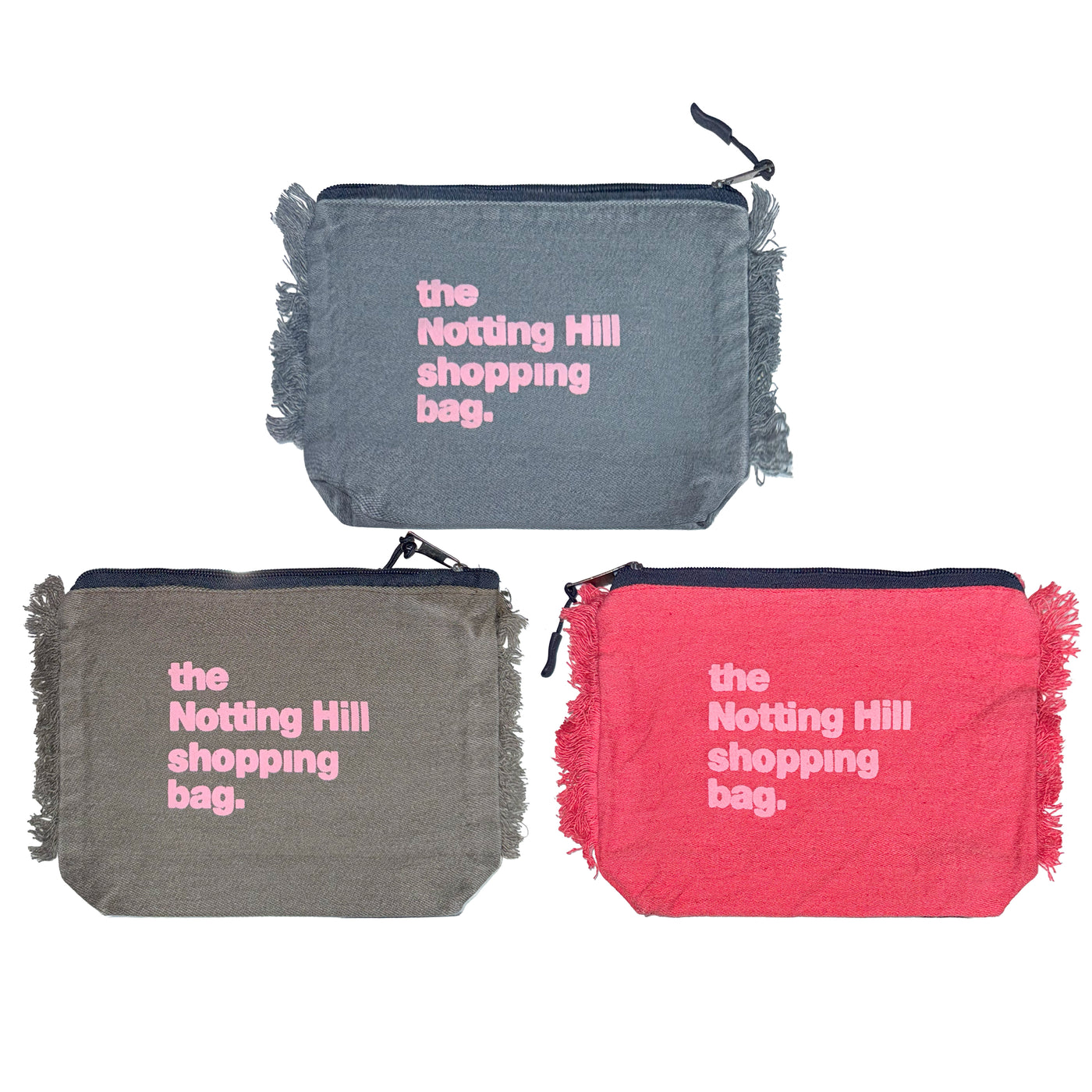 The Notting Hill Shopping Bag™ | Pouch Series | Bundle of Three (Grey, Red, and Brown)