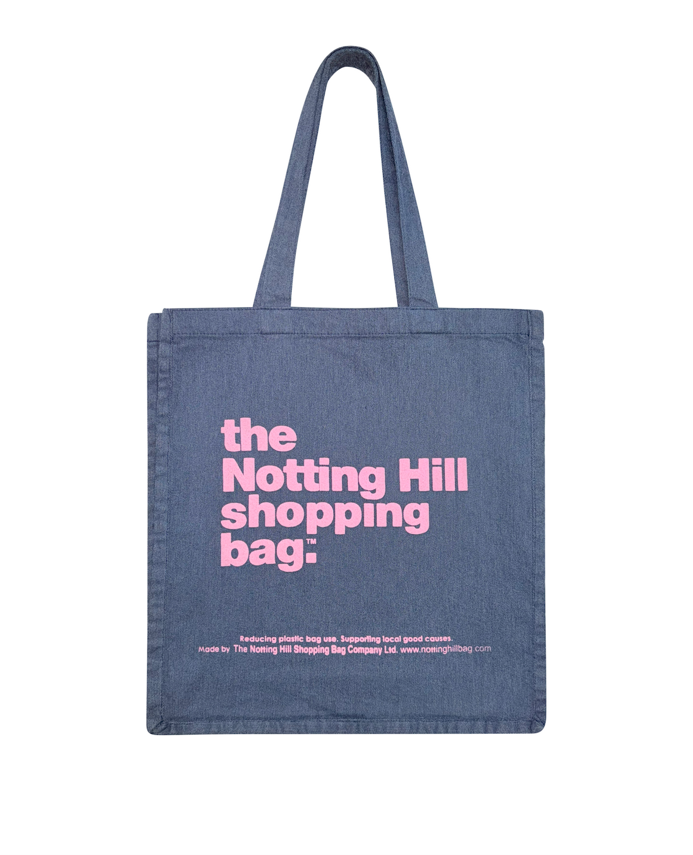 The Notting Hill Shopping Bag™ | Hand Dye Collection| Navy with Pink Logo