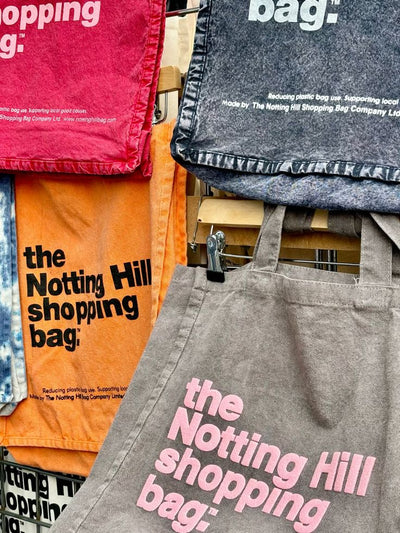 The Notting Hill Shopping Bag™ | BASIC JEANS | BLACK with White logo