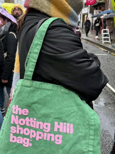 The Notting Hill Shopping Bag™ | Hand Dye Collection | Green With Pink Logo