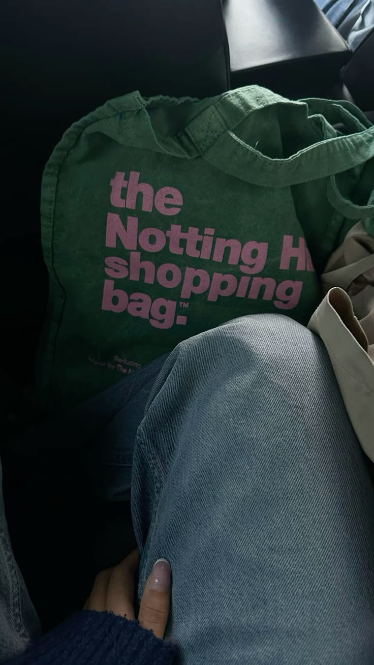 The Notting Hill Shopping Bag™ | Hand Dye Collection | Green With Pink Logo
