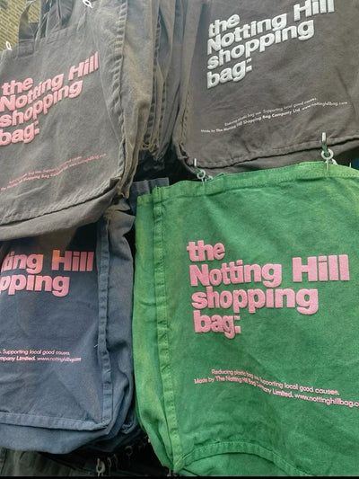 The Notting Hill Shopping Bag™ | Hand Dye Collection | Green With Pink Logo
