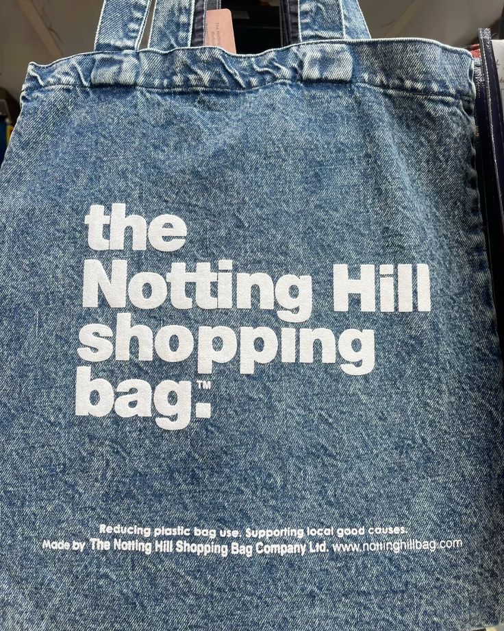 The Notting Hill Shopping Bag™  | Oversize Denim collection | Ice blue with white