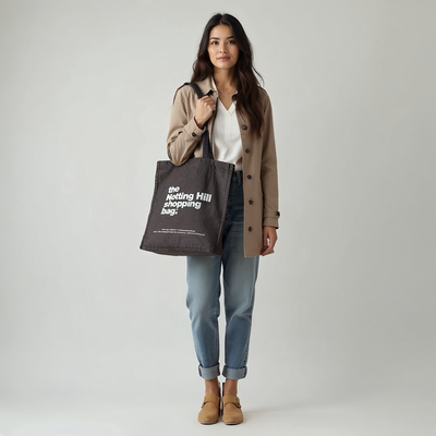 The Notting Hill Shopping Bag™  | Oversize Denim collection | Grey with white