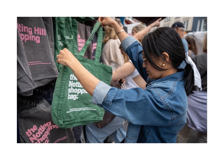 The Notting Hill Shopping Bag™ | Hand Dye Collection | Green With White Logo